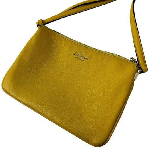 Kate Spade Jackson Triple Gusset Crossbody Bag Pebble Leather Vibrant Canary - Picture 4 of 16